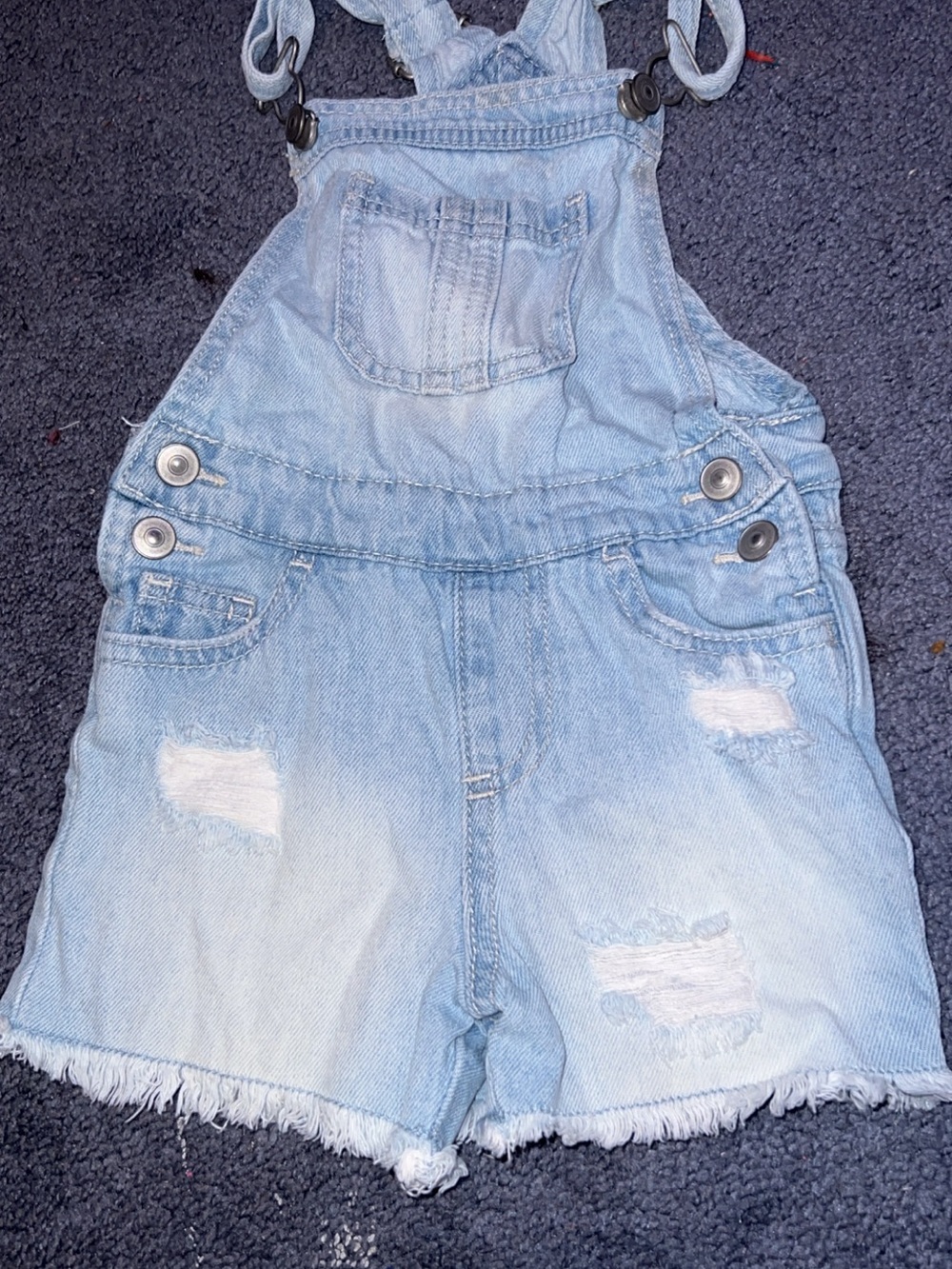 wonder nation Light Blue Distressed Denim Short Overalls